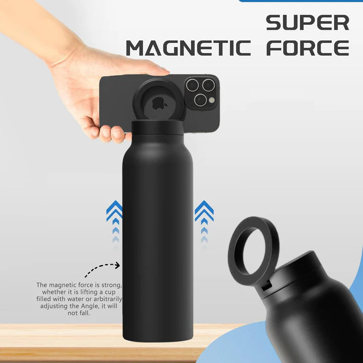 Stainless Steel Magnetic Vacuum Flask with Phone Holder