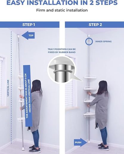 Telescopic Corner Shower Shelf – 4 Tier -B 🚿🧴✨