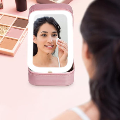 Travel Makeup Organizer with LED Mirror 💄✨