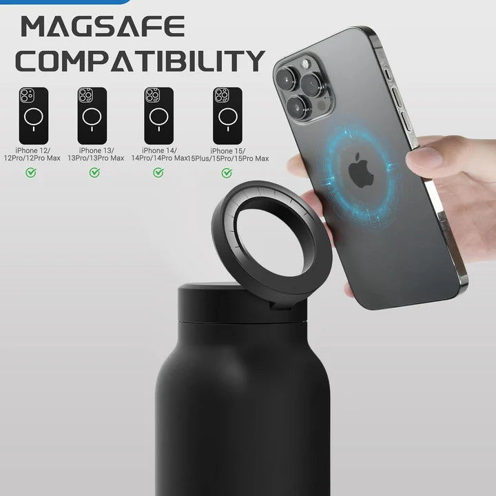 Stainless Steel Magnetic Vacuum Flask with Phone Holder