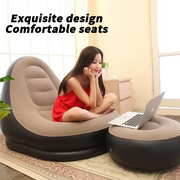 Portable Inflatable Bed Sofa Flocking Couch Set with Footstool