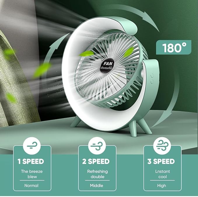 Portable RGB LED Desk Fan – Rechargeable USB Cooling Fan 🌈🌬️