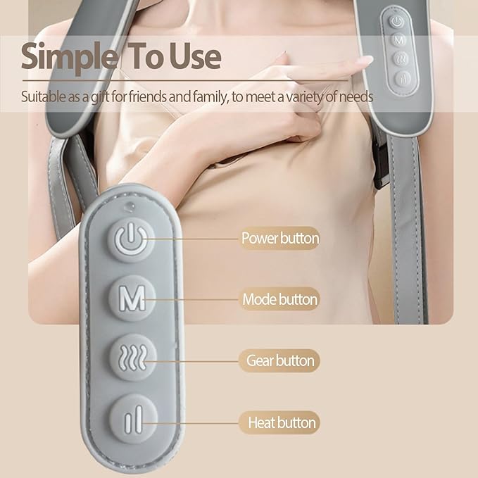 Rechargeable Neck Massager with Heat – 5D Deep Tissue Relief