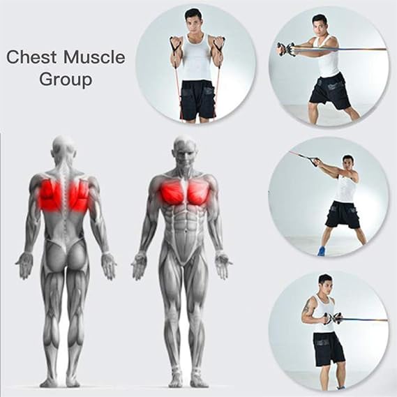 11Pcs Resistance Bands Set Elastic Tube Bands Door Anchor Ankle Straps Cushioned Handles with Carry Bags for Home Gym