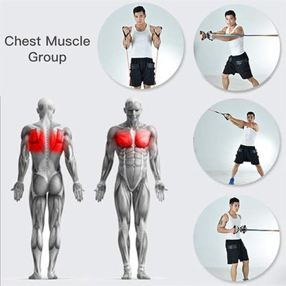 11Pcs Resistance Bands Set Elastic Tube Bands Door Anchor Ankle Straps Cushioned Handles with Carry Bags for Home Gym