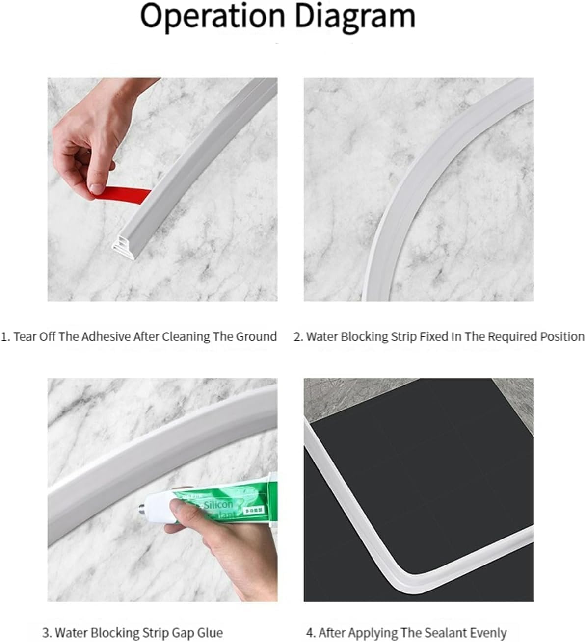 Silicone Shower Water Stopper – Flexible Barrier Strip 200cm
