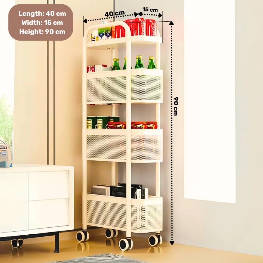 Slim Rolling Storage Cart – Multi-Tier Kitchen Organizer with Wheels 🛒✨