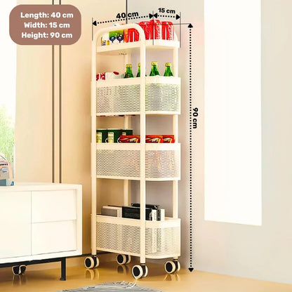 Slim Rolling Storage Cart – Multi-Tier Kitchen Organizer with Wheels 🛒✨