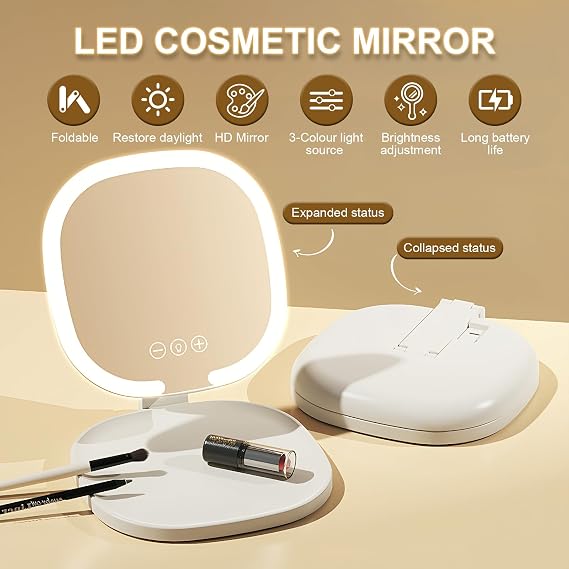 Rechargeable LED Makeup Mirror – Touch Dimmable ✨🪞