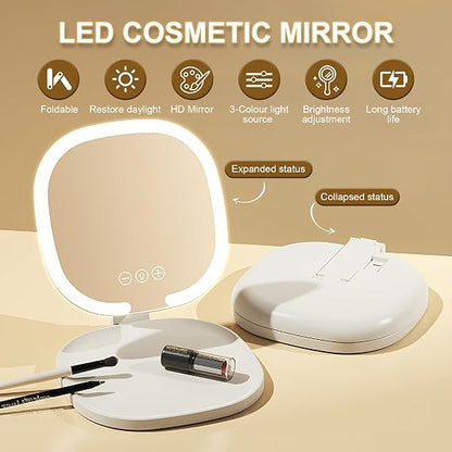 Rechargeable LED Makeup Mirror – Touch Dimmable ✨🪞