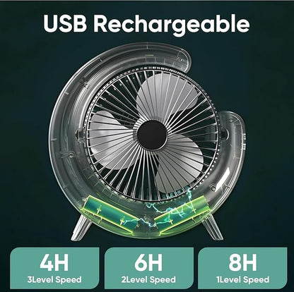 Portable RGB LED Desk Fan – Rechargeable USB Cooling Fan 🌈🌬️