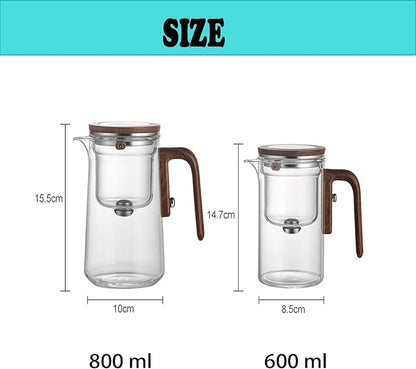 Luxury Large Glass Tea cup pot with One-Click Filter