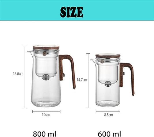 Luxury Large Glass Tea cup pot with One-Click Filter