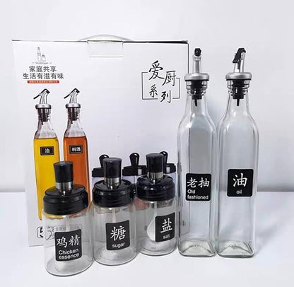 5-Piece Seasoning & Oil Dispenser Set 🧂🫒✨