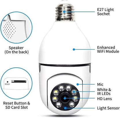 V380 PRO E27 360 Degree LED Light 1080P Wireless Panoramic Home Security WiFi Camera