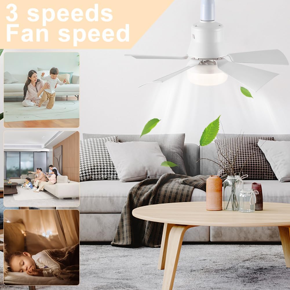 E27 Ceiling Fan with LED Light – Remote Control Fan Lamp