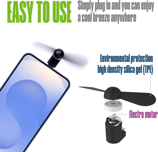 Portable Mini Phone Fan For Iphone / TypeC / Sumsung