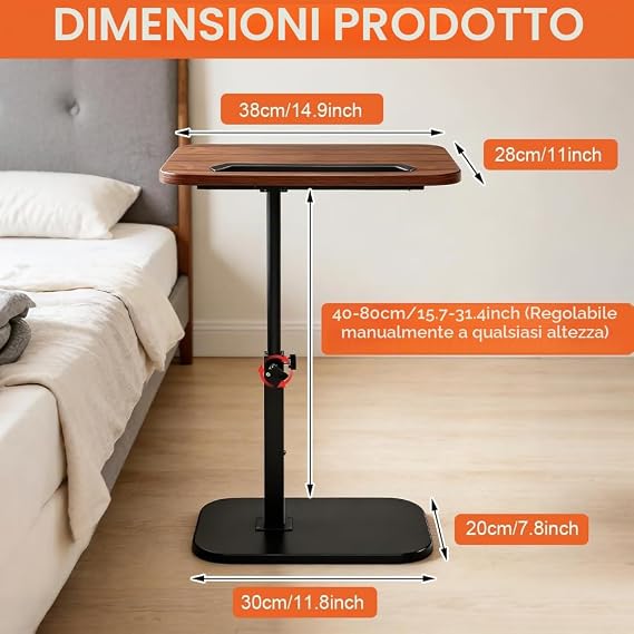 Adjustable Swivel Side Table – 45–80cm 🛋️✨