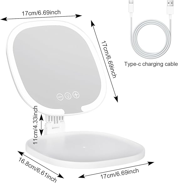 Rechargeable LED Makeup Mirror – Touch Dimmable ✨🪞