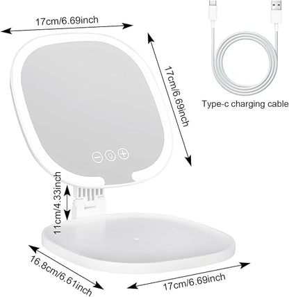 Rechargeable LED Makeup Mirror – Touch Dimmable ✨🪞