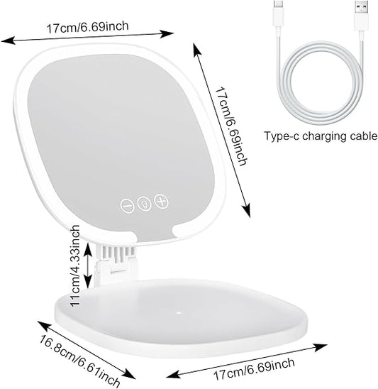Rechargeable LED Makeup Mirror – Touch Dimmable ✨🪞