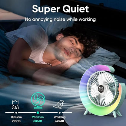 Portable RGB LED Desk Fan – Rechargeable USB Cooling Fan 🌈🌬️