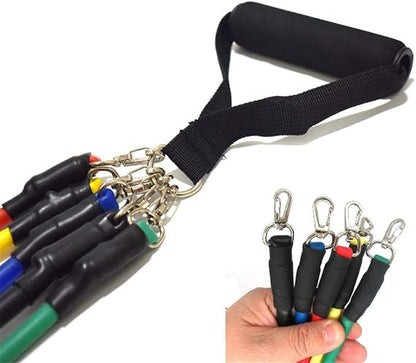 11Pcs Resistance Bands Set Elastic Tube Bands Door Anchor Ankle Straps Cushioned Handles with Carry Bags for Home Gym