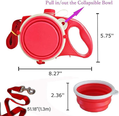 Dog Leash with Water Bottle & Bowl 🐶🐾💧
