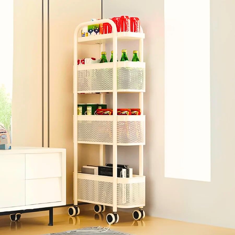 Slim Rolling Storage Cart – Multi-Tier Kitchen Organizer with Wheels 🛒✨
