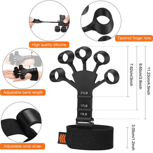 Hand Grip Strengthener - Adjustable Finger Exerciser and Finger Stretcher