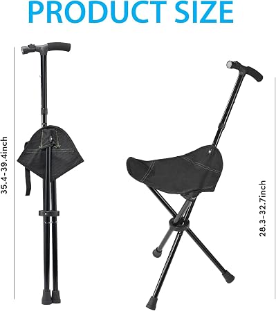 Foldable Walking Cane with Seat & LED Light 🦯💡