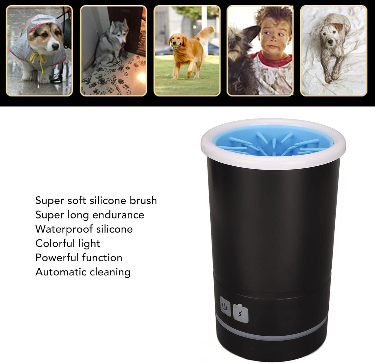 Dog Pet Foot Cleaner Rechargeable Soft Brushes for Small & Medium Dogs