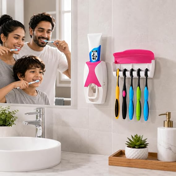 2-in-1 Toothpaste Dispenser & Toothbrush Holder 🪥✨