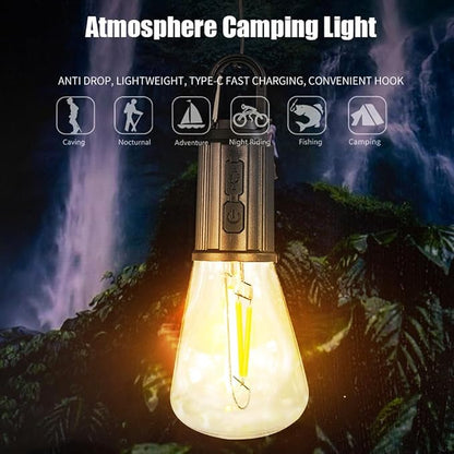 Portable Camping Lamp 600mAh LED with Hanging Portable Lighting Type C Charging Waterproof