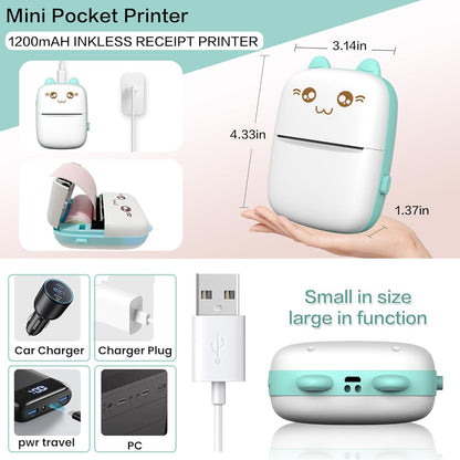 Bluetooth Pocket Mini Printer, For Android & iOS With 1 Free Paper Roll