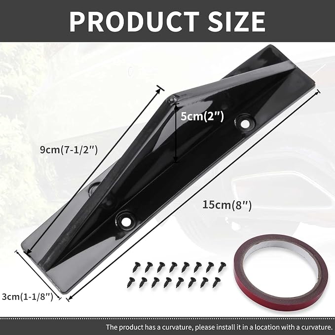 Universal Black/Carbon Fiber Shark Fin Rear Bumper Diffuser for Cars 4pcs