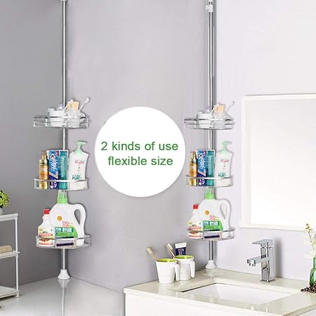 4 Tier Bathroom Corner Shelf with Towel Holder – Wall Mounted Storage Rack for Toiletries & Towels