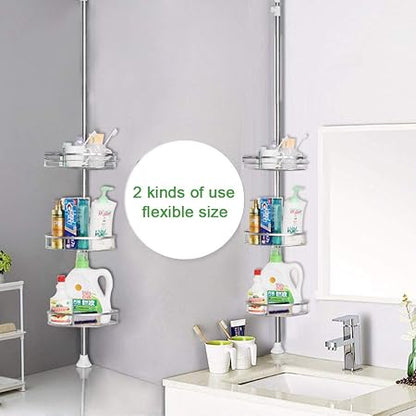 4 Tier Bathroom Corner Shelf with Towel Holder – Wall Mounted Storage Rack for Toiletries & Towels