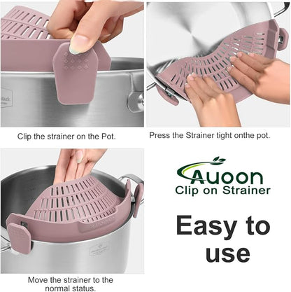 AUOON Clip-On Silicone Pot Strainer 🍝🥦✨