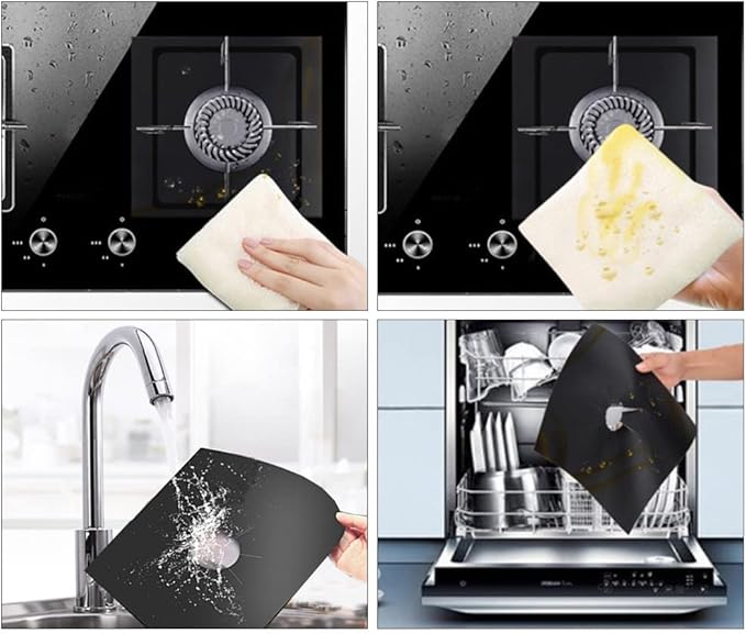 6PCS Gas Stove Protector Liners – Reusable Heat Resistant Pads