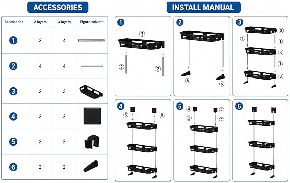 🛁 3-Tier No-Drill Bathroom Organizer – رف تنظيم للحمّام 3 طبقات بدون حفر