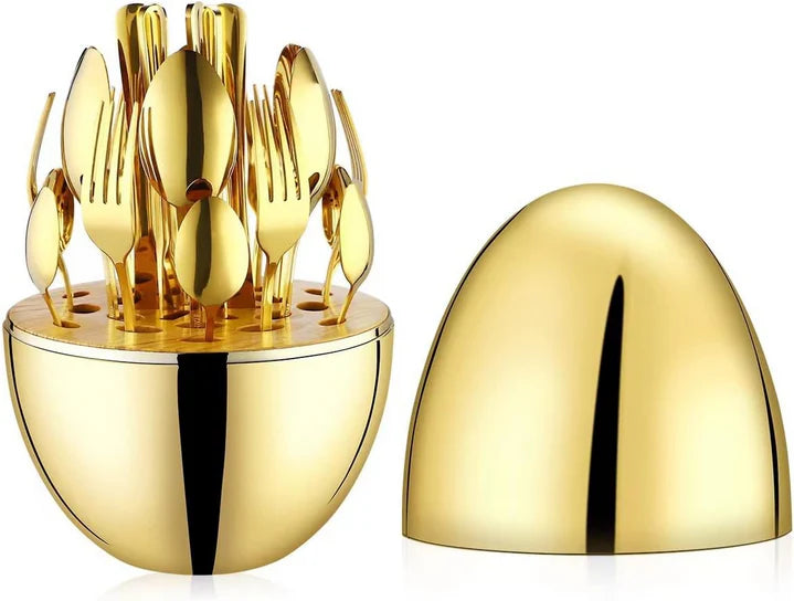 Premium Cutlery Set 24 Pcs with Oval Shaped Stand