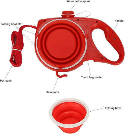 4-in-1 Retractable Dog Leash – Water Bottle & Bowl Set