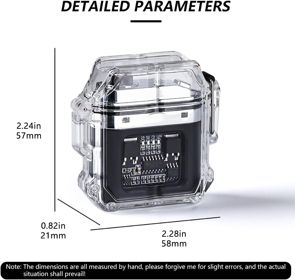 Waterproof Electric Torch Transparent Lighter, Windproof Plasma Lighter, USB Rechargeable, Outdoor Camping Gift, Dual ARC