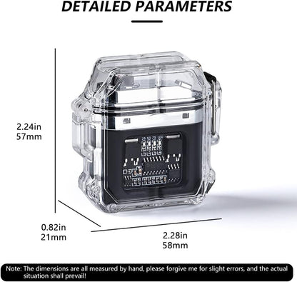 Waterproof Electric Torch Transparent Lighter, Windproof Plasma Lighter, USB Rechargeable, Outdoor Camping Gift, Dual ARC