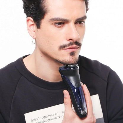 VGR V306 Waterproof Electric Shaver – Cordless Rechargeable Rotary Razor with Pop-Up Trimmer, LED Display (Blue)