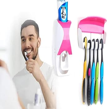Automatic Toothpaste Dispenser & Toothbrush Holder Set