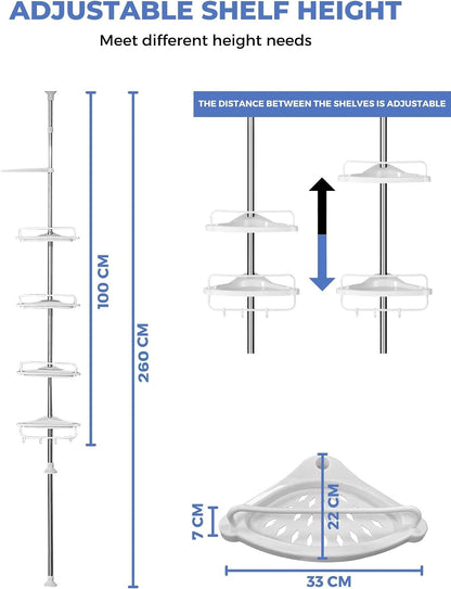 Telescopic Corner Shower Shelf – 4 Tier -B 🚿🧴✨