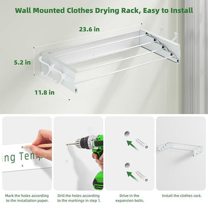 Foldable Wall-Mounted Drying Rack – 23.5" 👕🧺✨