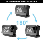 LED Digital Projector Projection Snooze Dual Alarm Clock Timer - White